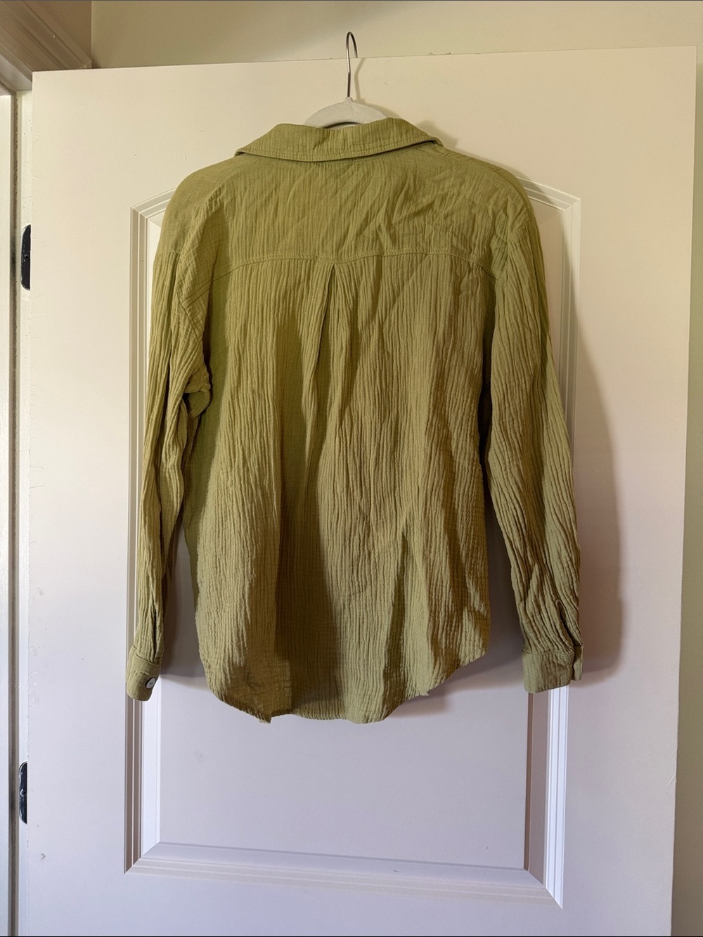 Princess Polly Light Olive Button-Up Shirt - Picture 3 of 4